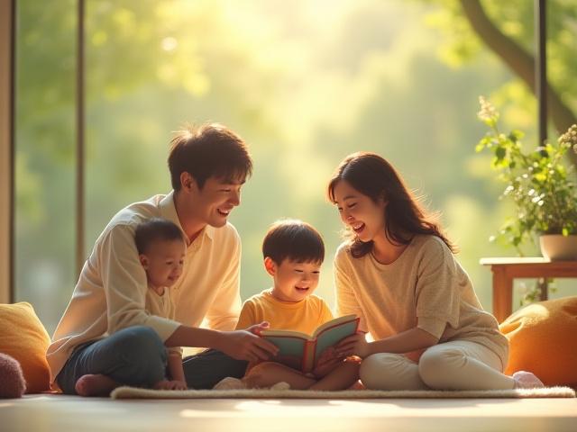 子供と一緒に笑顔で写るファミリーインフルエンサー